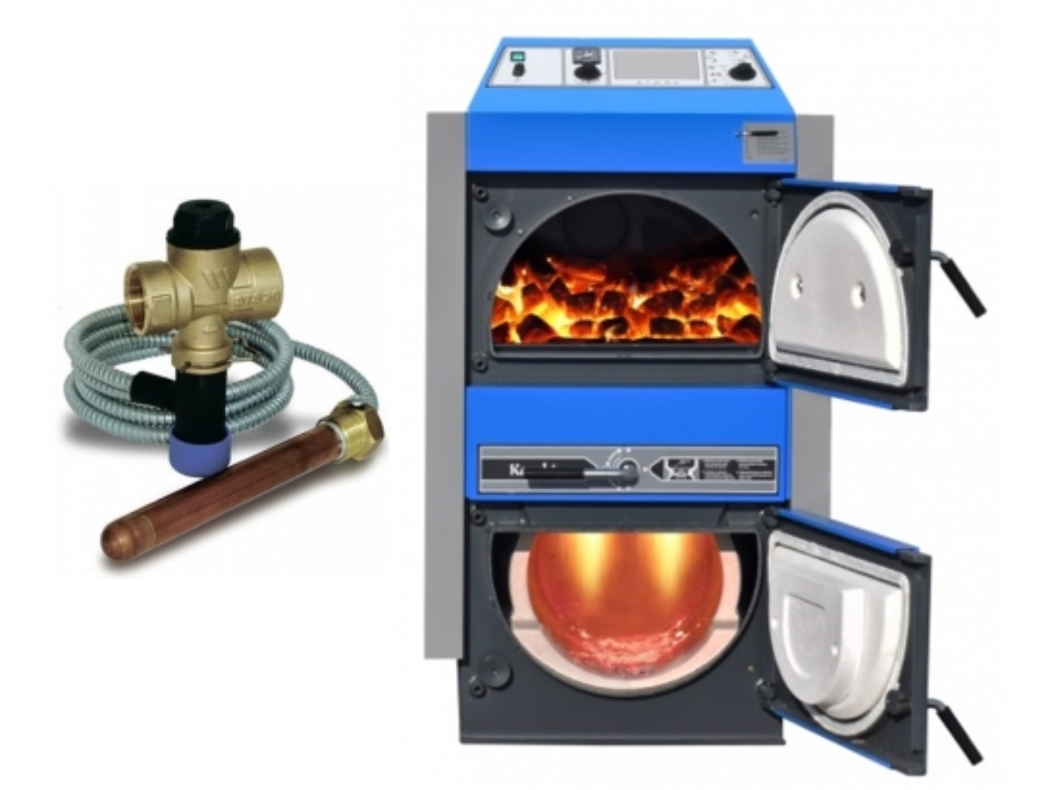 CAZAN PE LEMN SI CARBUNE CU GAZEIFICARE ATMOS C18 S - 20 KW 1