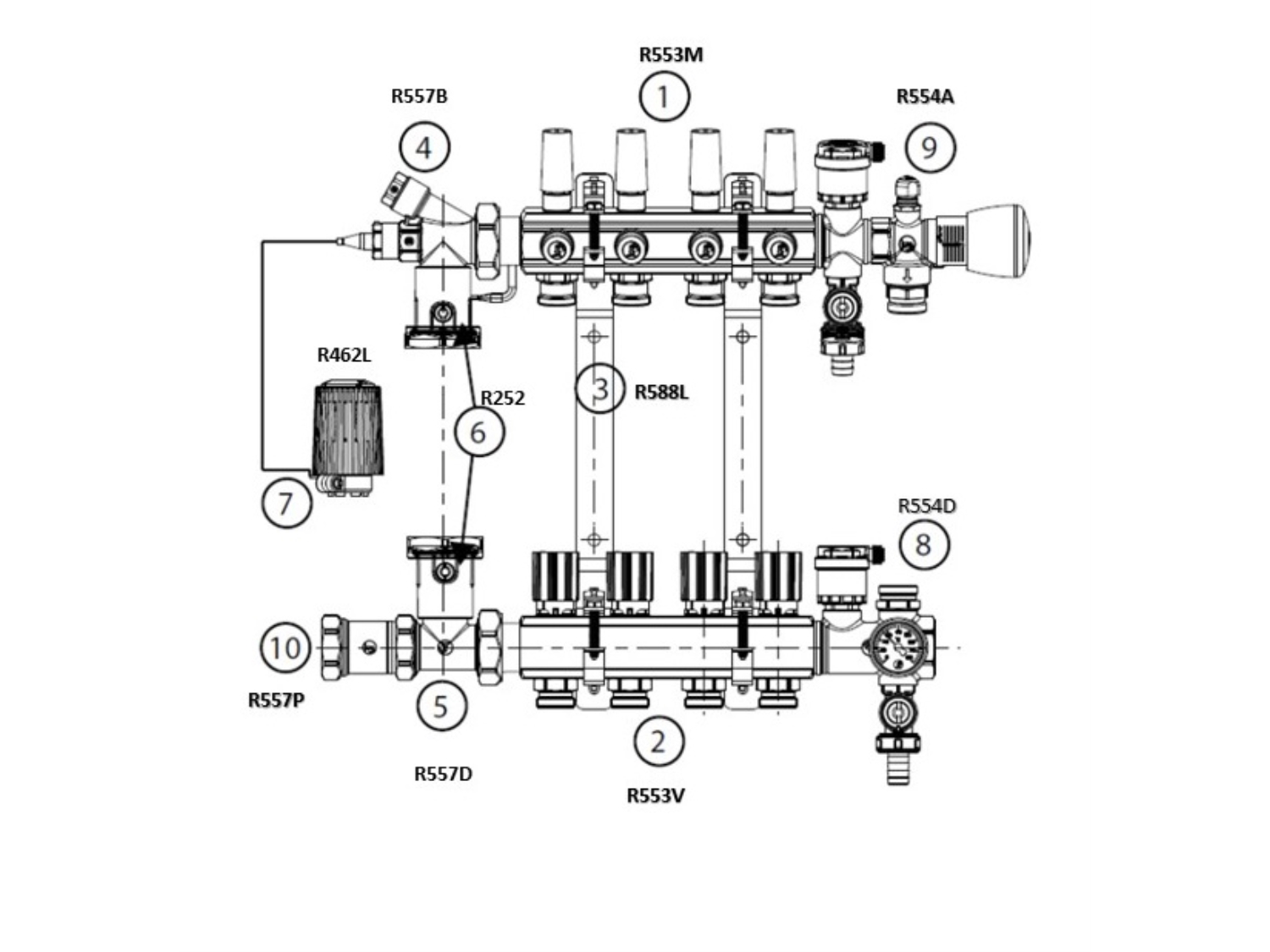 DISTRIBUITOR COLECTOR INCALZIRE IN PARDOSEALA - R557FY005 - 5 CIRCUITE 2