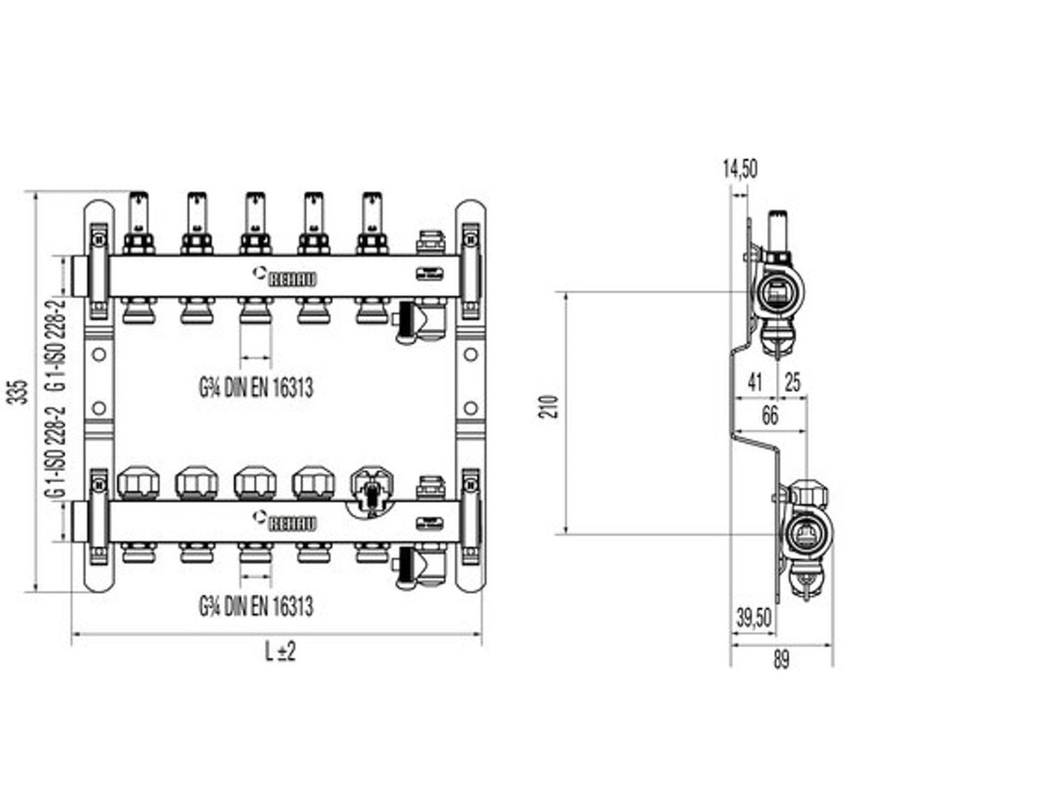 DISTRIBUITOR INOX CU DEBITMETRE REHAU HKV-D AG 13 CIRCUITE 2