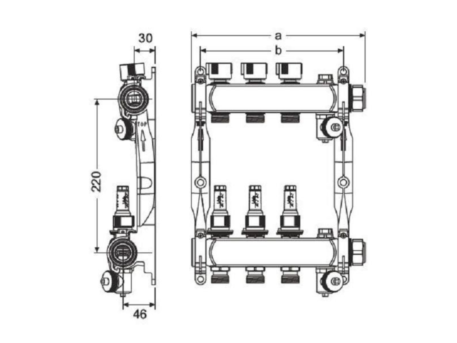 DISTRIBUITOR INOX CU DEBITMETRE TECEFLOOR SLQ 3/4 X1 - 5 CAI 2