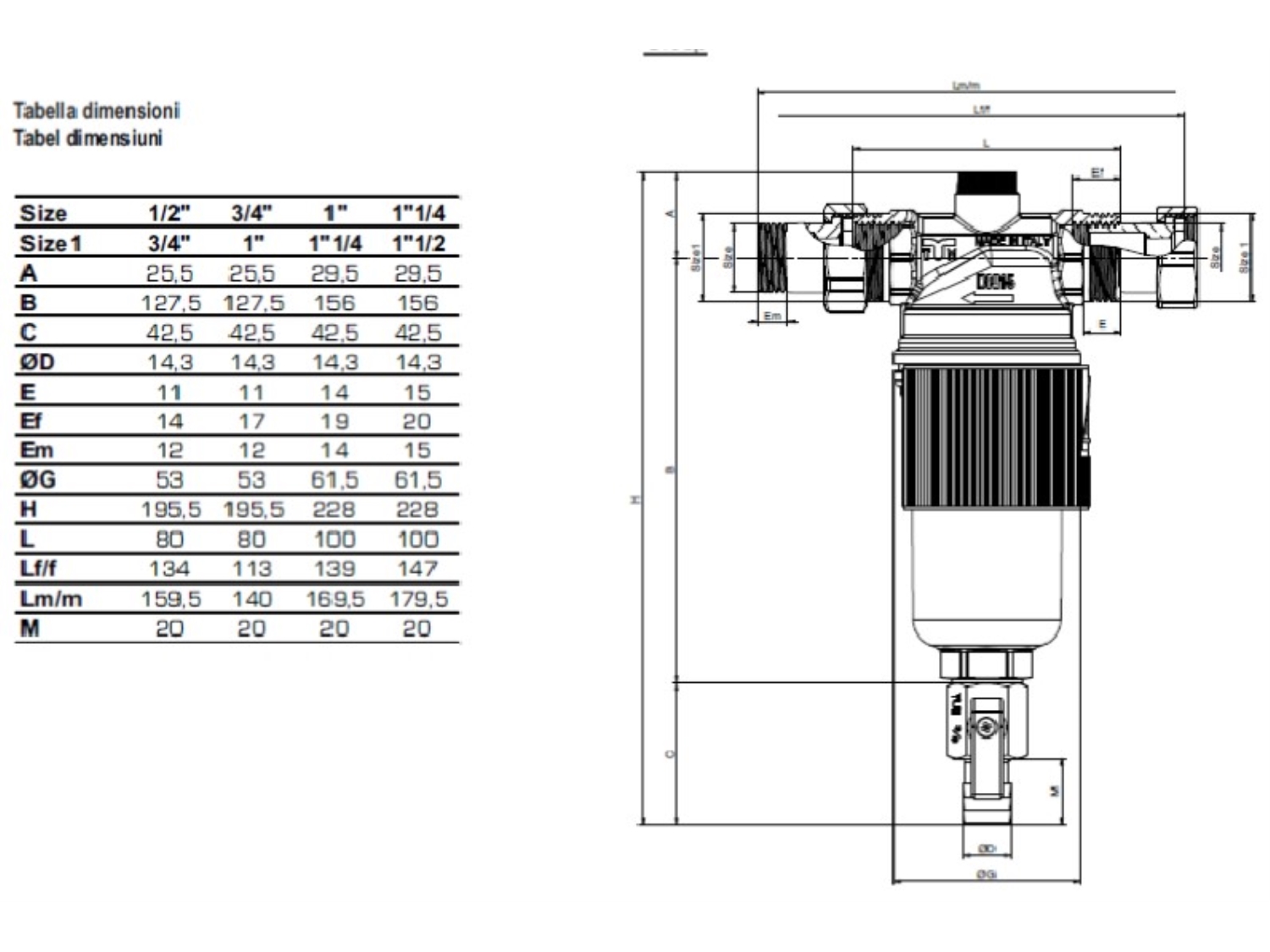 FILTRU MAGNETIC CU SEPARATOR DE IMPURITATI TIEMME 1 1/4 F - 1 1/2 M 2