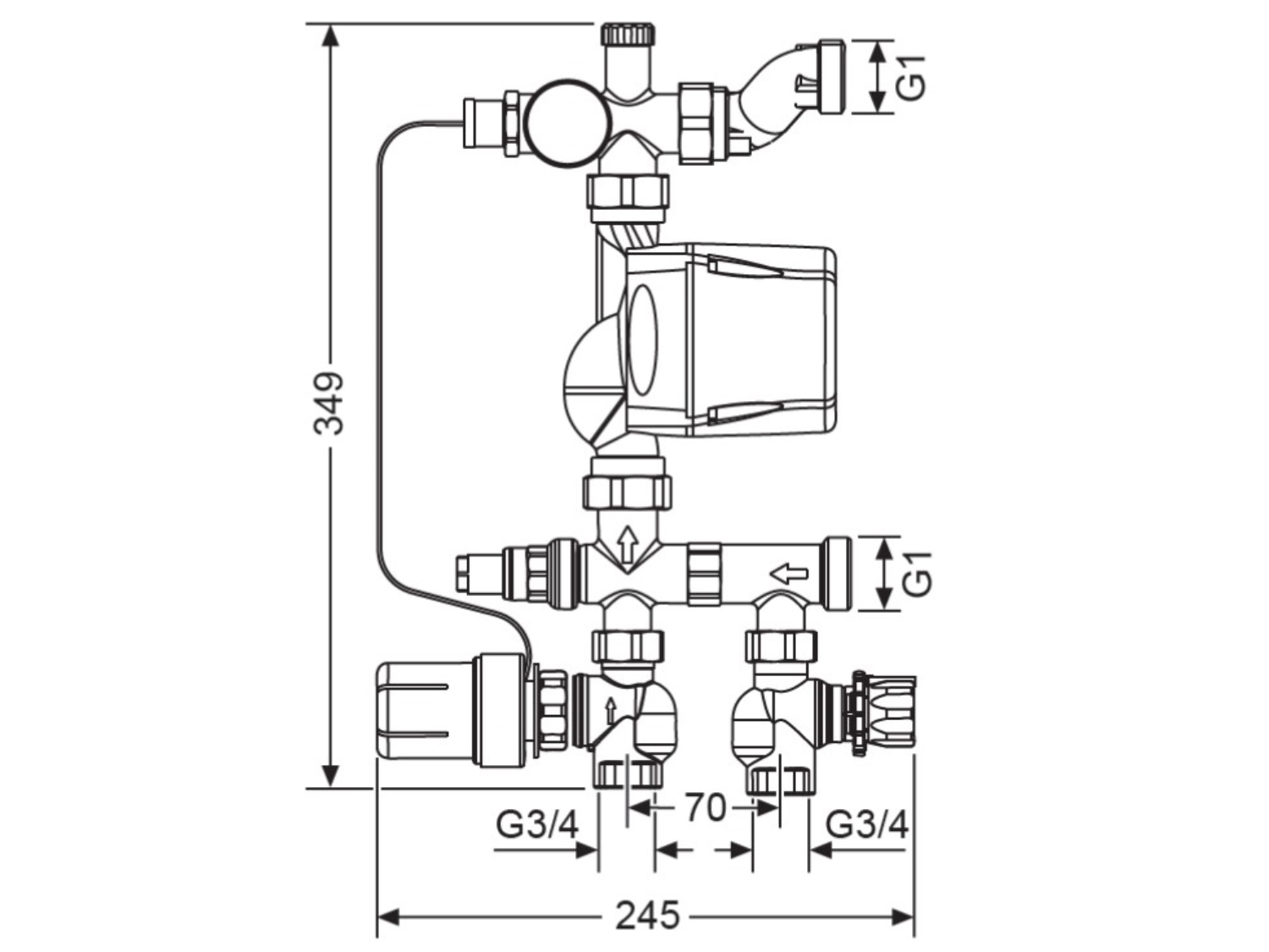 GRUP DE AMESTEC SI POMPARE TECEFLOOR CU POMPA ELECTRONICA SI TERMOSTAT 2