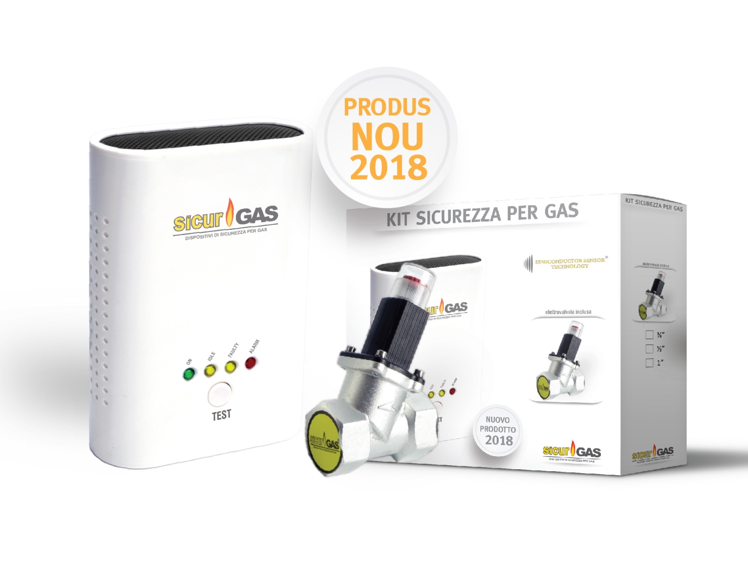 KIT DETECTOR DE GAZ CU ELECTROVANA GAZ 3/4 SICURGAS 1
