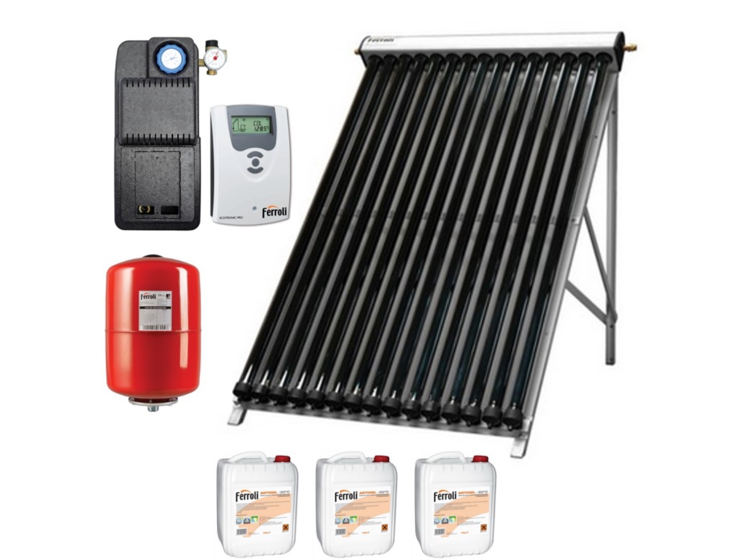 PACHET 1 X PANOU SOLAR CU TUBURI VIDATE FERROLI ECOTUBE NEW 20 TUBURI 1