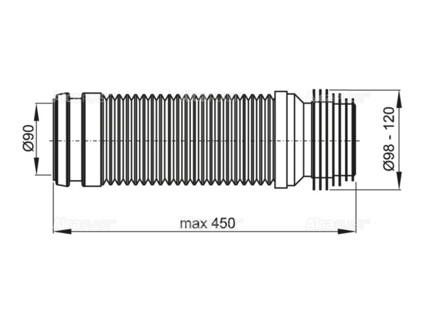 RACORD WC FLEXIBIL CU GARNITURA DN 90/110- ALCAPLAST M9006 2
