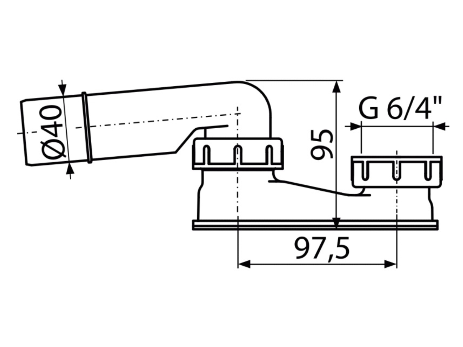 SIFON CADA INALTIME REDUSA (FARA VENTIL) EVACUARE Ø40 - A532-DN40 2