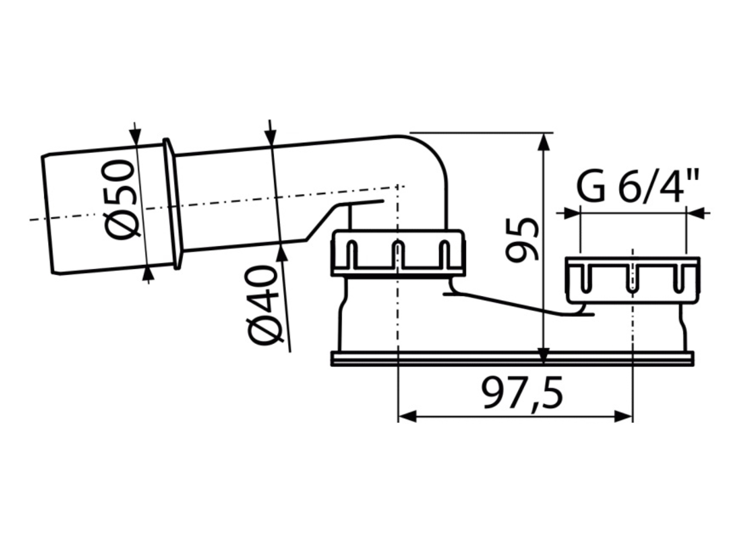 SIFON CADA INALTIME REDUSA (FARA VENTIL) EVACUARE Ø50 - A532-DN50 2