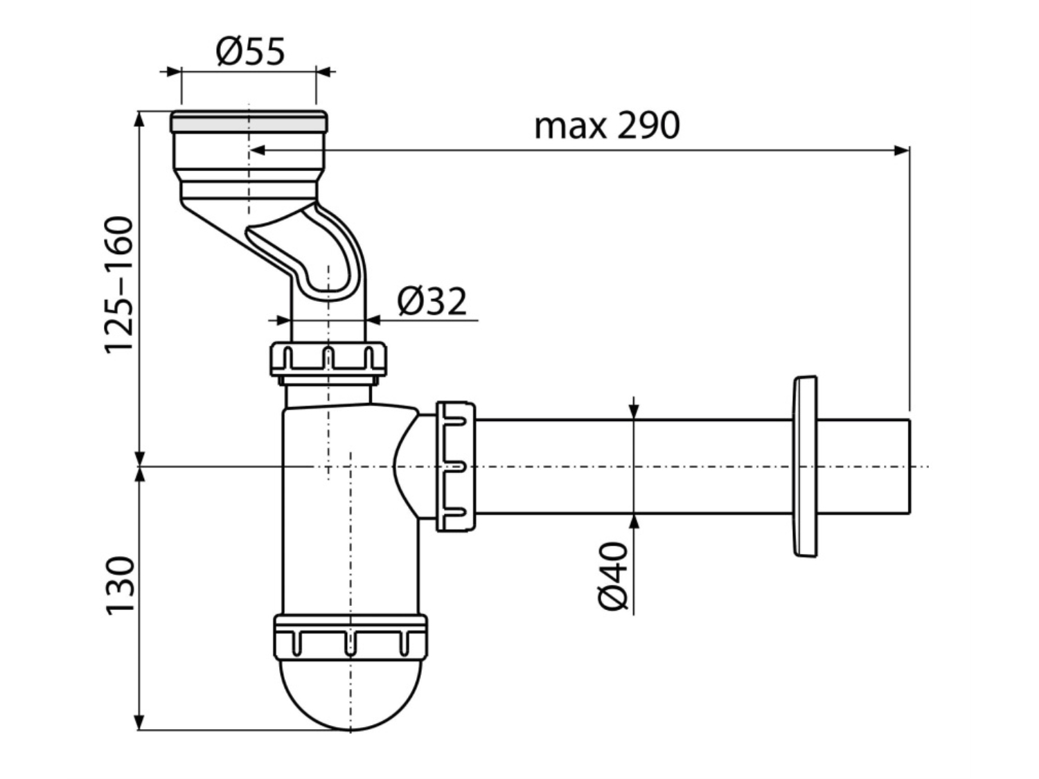 SIFON CU GARNITURA PENTRU URINAL CU EVACUARE VERTICALA - A45A 2