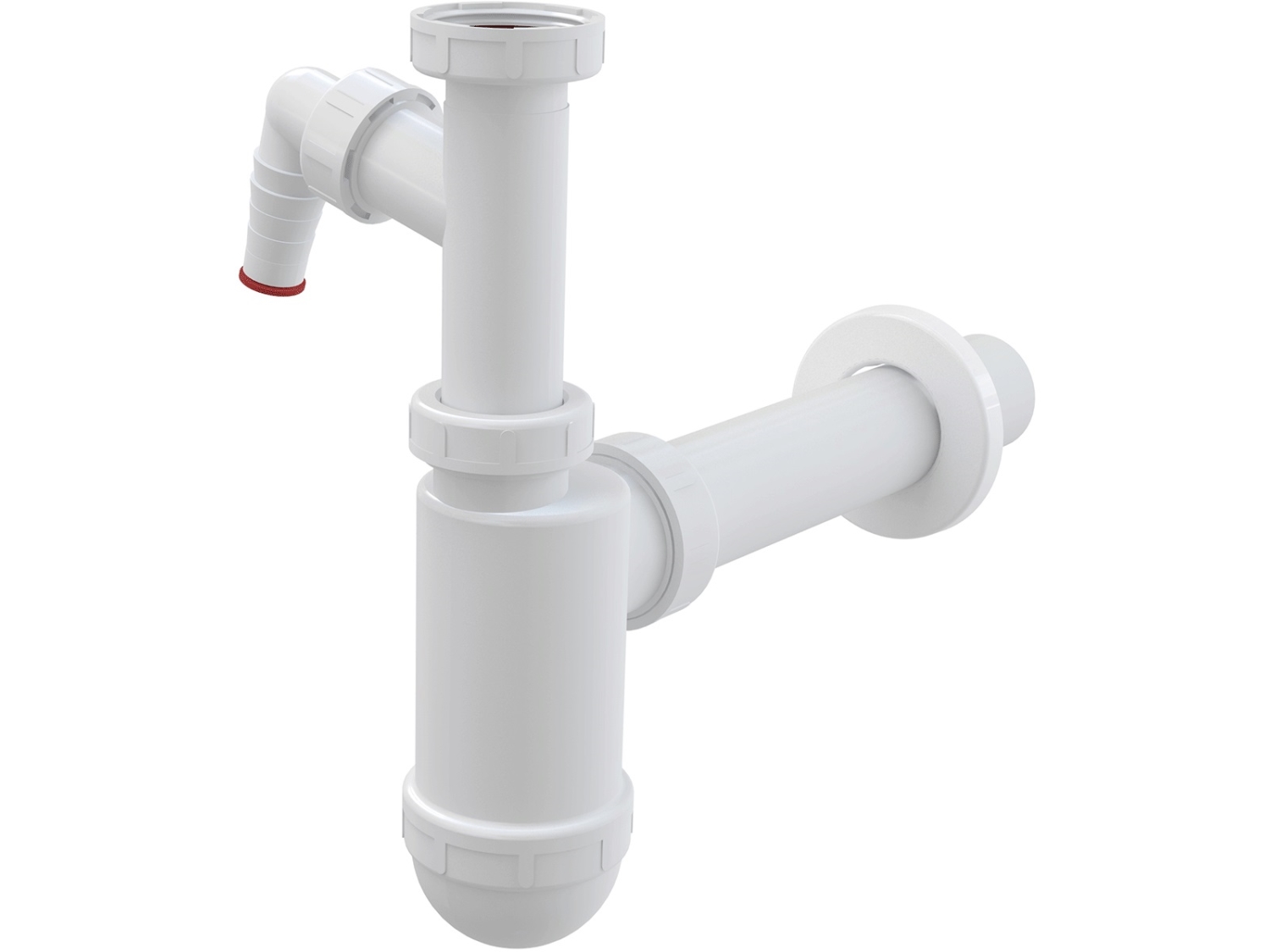 SIFON PENTRU LAVOAR DN40 CU LEGATURA LA MASINA DE SPALAT SI PIULITA 1 1/4' - ALCAPLAST - A43P 1
