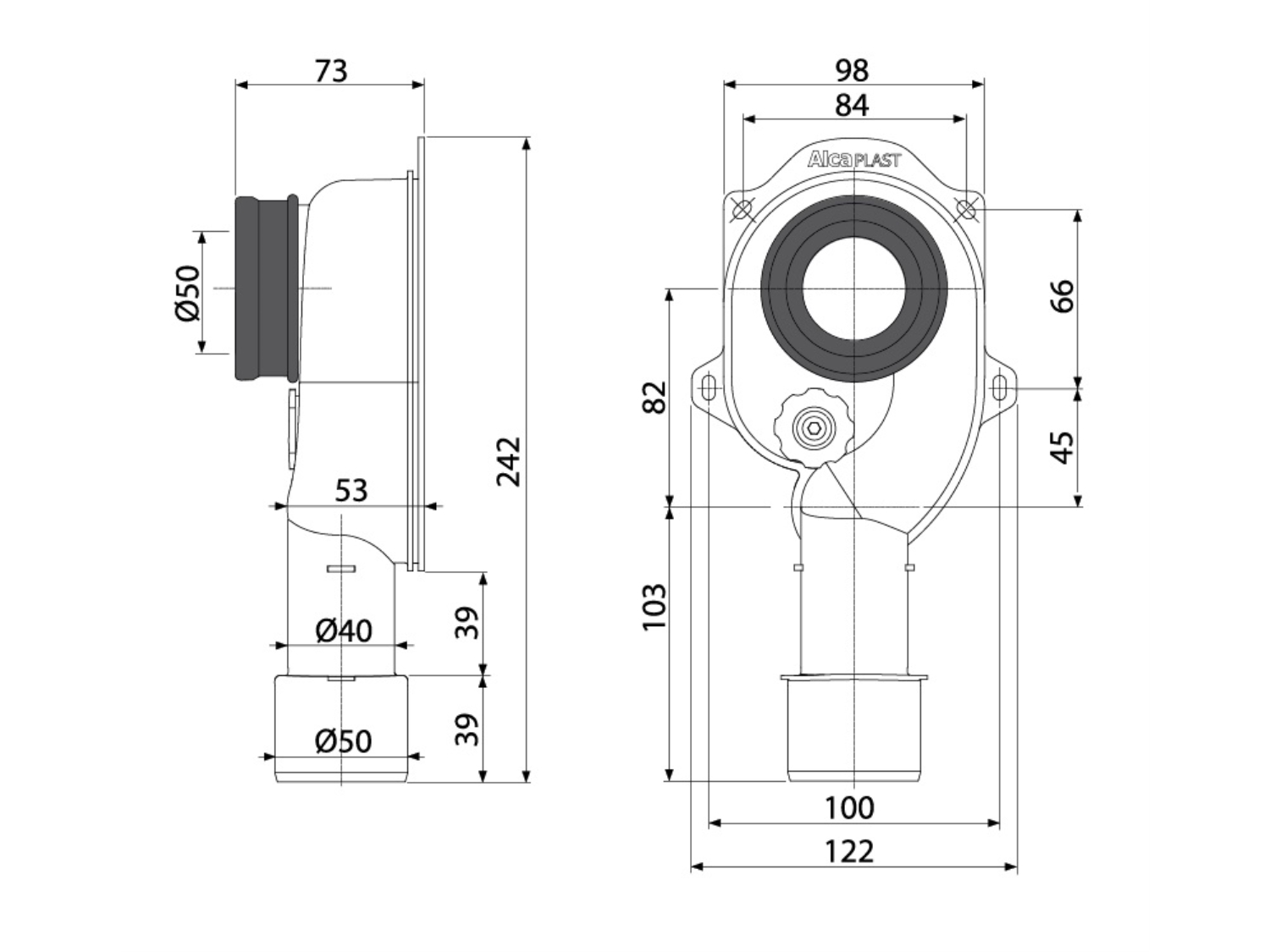 SIFON PENTRU URINAL CU EVACUARE VERTICALA DN 40 / DN 50 - A45C 2
